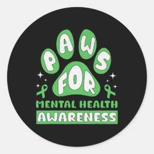 Vintage Mental Health Awareness Month Dog Pause Pa Classic Round Sticker