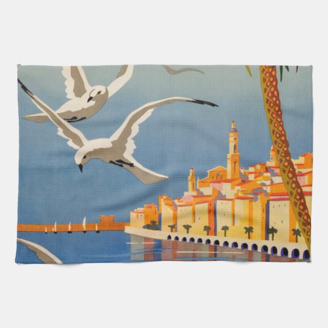 Vintage Menton CoTe D'azur Tea Towel (Horizontal)