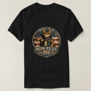 Vintage Meow-rican American Flag Cat Dad Men's T-Shirt