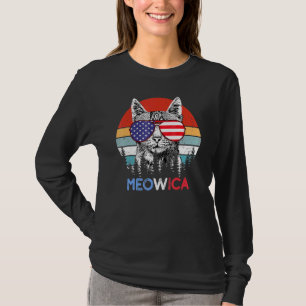 Vintage Meowica Cat Merica Cute 4th Of July Americ T-Shirt