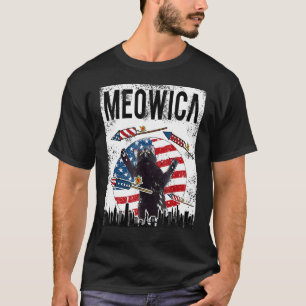Vintage Meowica Cat Patriotic Fun 4th Of July Amer T-Shirt