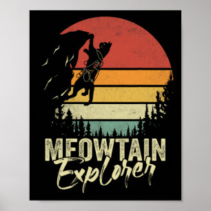 Vintage Meowtain Explorer Rock Climber Retro Cat C Poster
