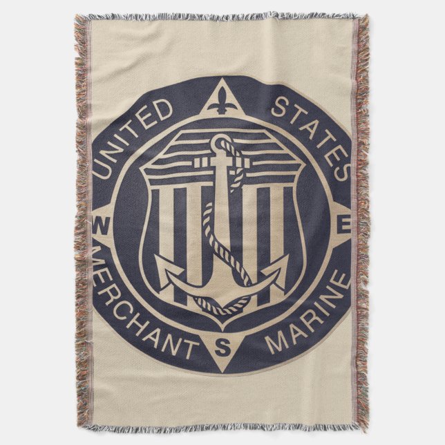 Vintage Merchant Marine Throw Blanket (Front Vertical)