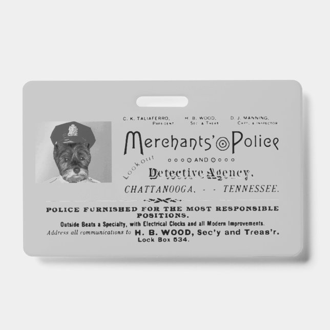 Vintage Merchants of  Police          ID Badge (Front)