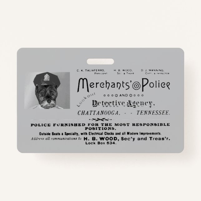 Vintage Merchants of  Police          ID Badge (Front)