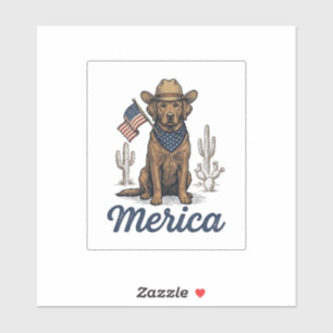 Vintage Merica Cowboy Dog American Flag Shirt_1