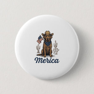 Vintage Merica Cowboy Dog American Flag Shirt_1 6 Cm Round Badge