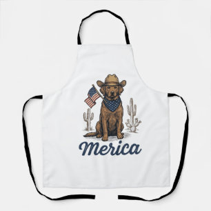 Vintage Merica Cowboy Dog American Flag Shirt_1 Apron