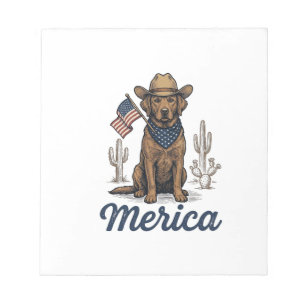 Vintage Merica Cowboy Dog American Flag Shirt_1 Notepad