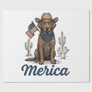 Vintage Merica Cowboy Dog American Flag Shirt_1 Wrapping Paper