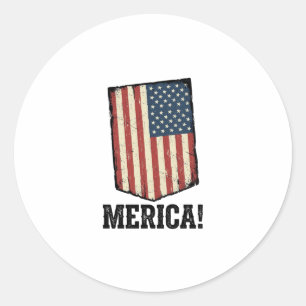 Vintage Merica Flag Patriotic Graphic Shirt_1 Classic Round Sticker