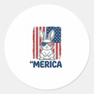 Vintage Merica Patriotic Bunny Shirt Design_1 Classic Round Sticker