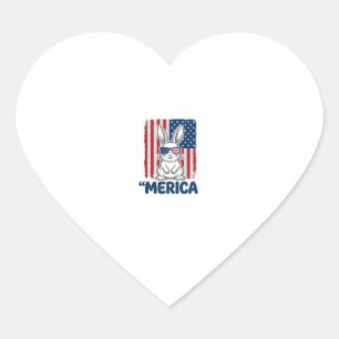 Vintage Merica Patriotic Bunny Shirt Design_1 Heart Sticker