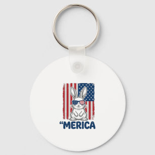 Vintage Merica Patriotic Bunny Shirt Design_1 Key Ring