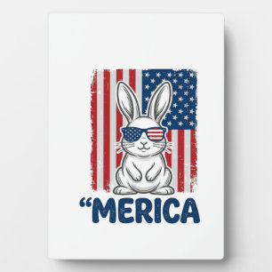 Vintage Merica Patriotic Bunny Shirt Design_1 Plaque