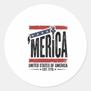 Vintage Merica Patriotic Distressed Shirt Design_1 Classic Round Sticker