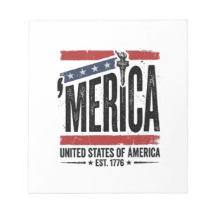 Vintage Merica Patriotic Distressed Shirt Design_1 Notepad