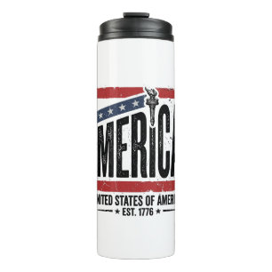 Vintage Merica Patriotic Distressed Shirt Design_1 Thermal Tumbler