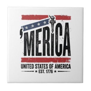 Vintage Merica Patriotic Distressed Shirt Design_1 Tile
