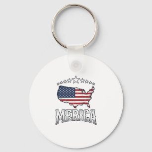 Vintage Merica Patriotic Flag Map Shirt Design_1 Key Ring