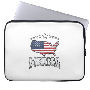 Vintage Merica Patriotic Flag Map Shirt Design_1 Laptop Sleeve