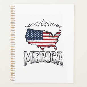 Vintage Merica Patriotic Flag Map Shirt Design_1 Planner