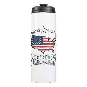 Vintage Merica Patriotic Flag Map Shirt Design_1 Thermal Tumbler