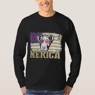 Vintage Merica Pitbull 4th Of July Usa American Fl T-Shirt