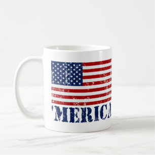 Vintage 'MERICA US Flag Coffee Mug
