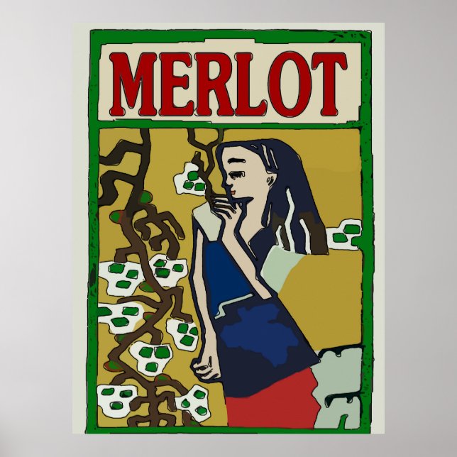 Vintage Merlot Wine Poster (Front)
