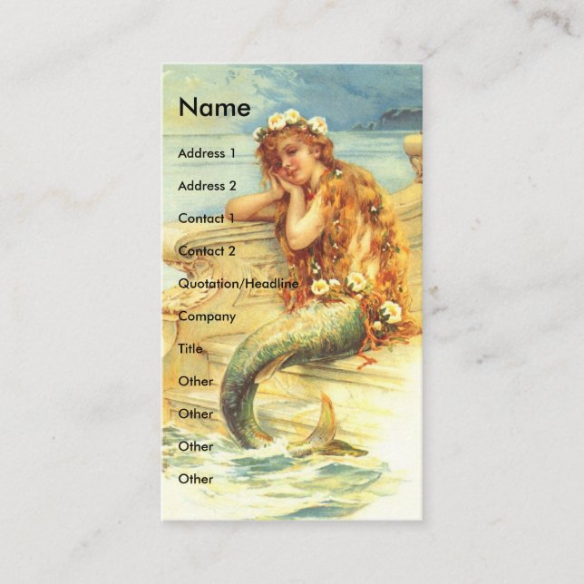 Vintage Mermaid Business Card (Front)