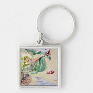 Vintage Mermaid in Colour Key Ring