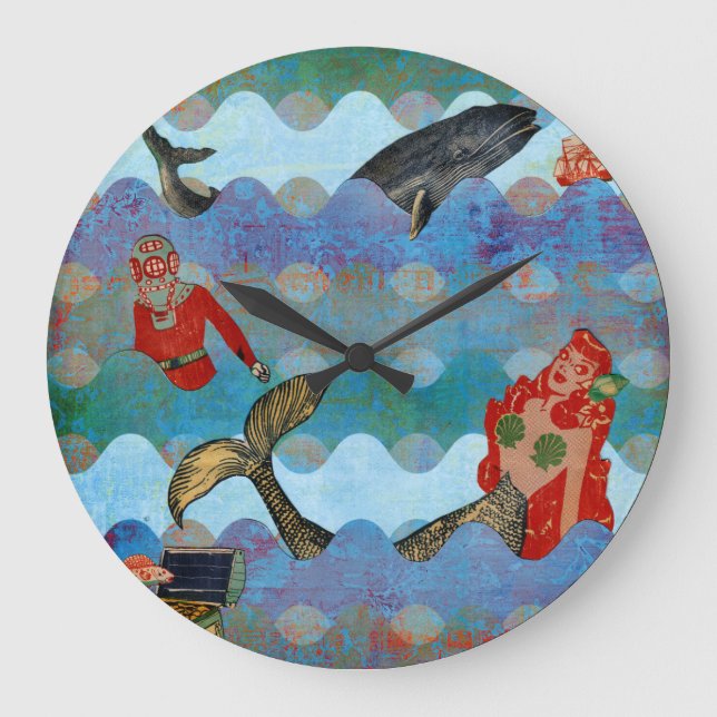 vintage mermaid large clock (Front)