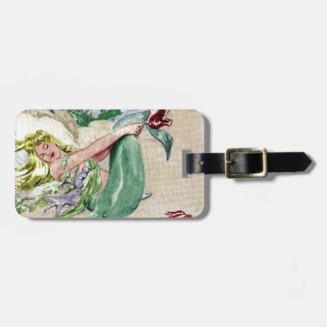 Vintage Mermaid Luggage Tag (Front Horizontal)