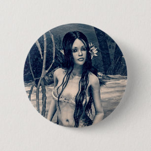 Vintage Mermaid Old Photo Fantasy Art 6 Cm Round Badge