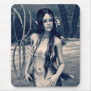 Vintage Mermaid Old Photo Fantasy Art Mouse Pad