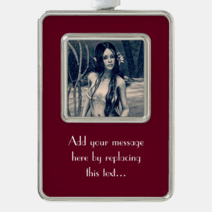 Vintage Mermaid Old Photo Fantasy Art Silver Plated Framed Ornament