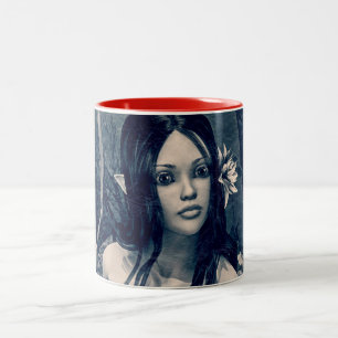Vintage Mermaid Old Photo Fantasy Art Two-Tone Coffee Mug