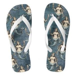 Vintage Mermaid Pattern  Jandals