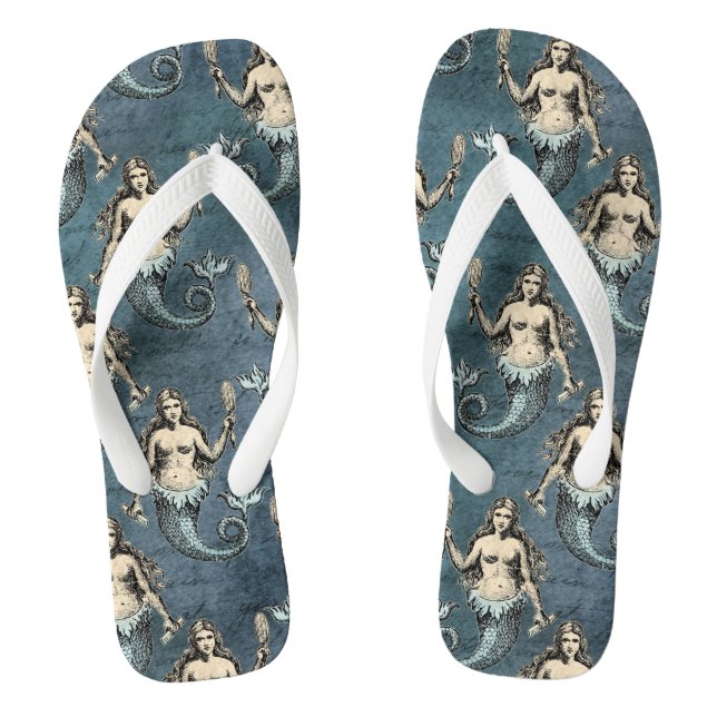Vintage Mermaid Pattern  Jandals (Footbed)