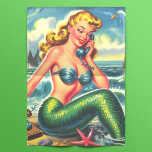 Vintage Mermaid Pin Up Tissue Paper
