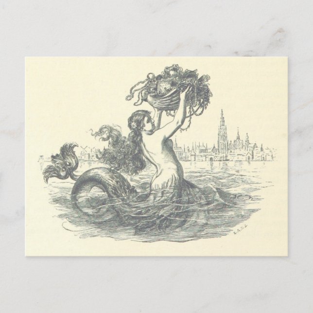 Vintage Mermaid Postcard (Front)