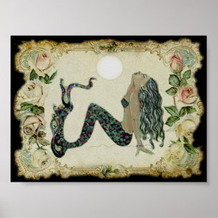 Vintage mermaid poster