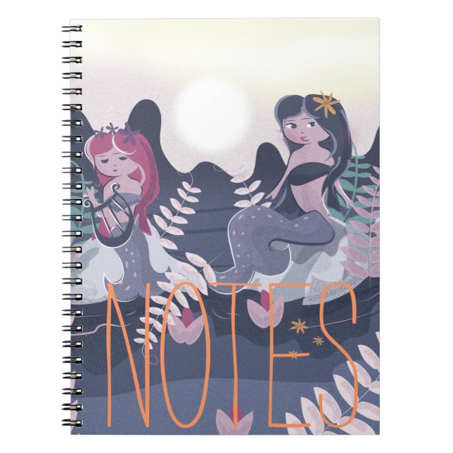 Vintage Mermaid Print Spiral Notebook (Front)