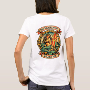 Vintage Mermaid Tattoo Art Sun Drenche, for women T-Shirt