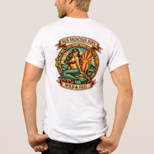 Vintage Mermaid Tattoo Art Sun Drenched Soul Wild  Tri-Blend Shirt