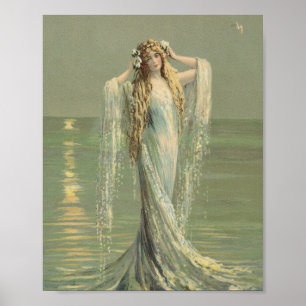 Vintage Mermaid Water Maiden Sea Maiden Mermaids Poster