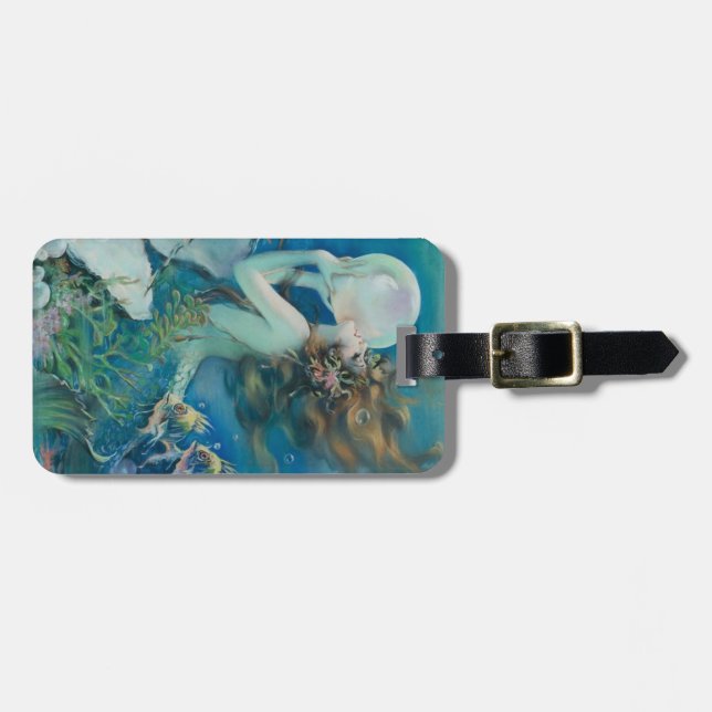 Vintage Mermaid with Pearl Luggage Tag (Front Horizontal)
