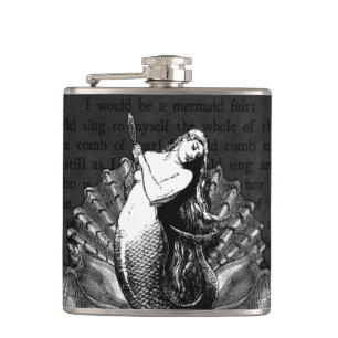 Vintage Mermaid with Seashells Hip Flask