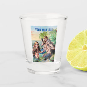 Vintage Mermaids Illustration Shot Glass